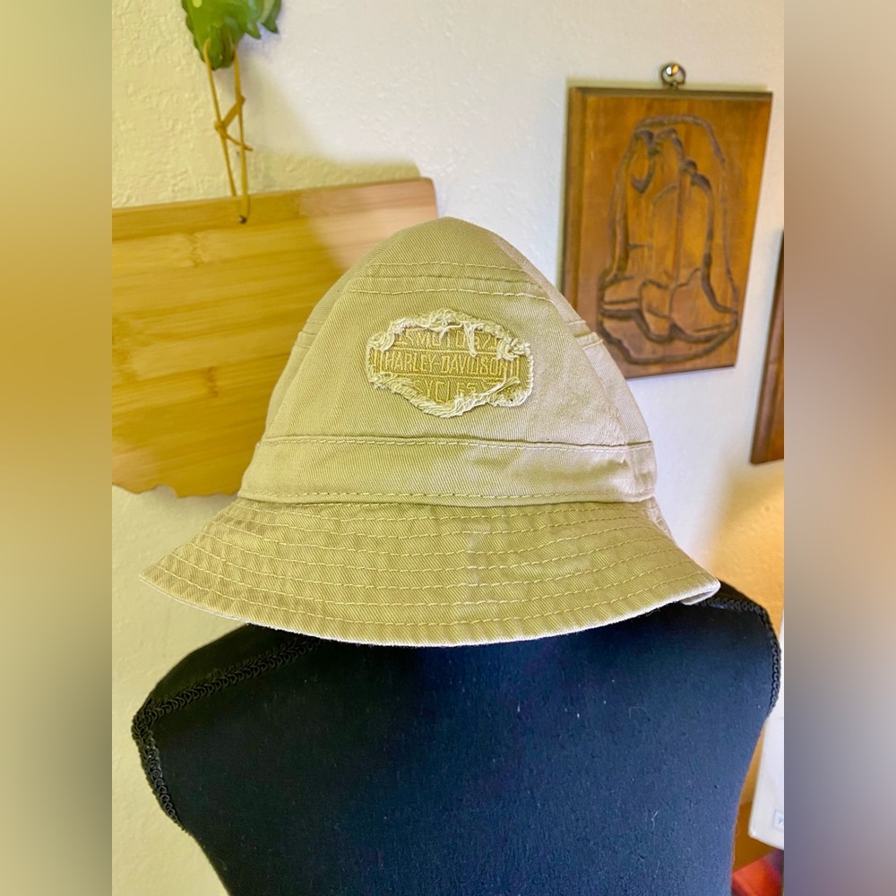 Harley-Davidson Unisex Khaki Classic Bucket Hat Embroidered Logo S/M 100% Cotton - Picture 13 of 16